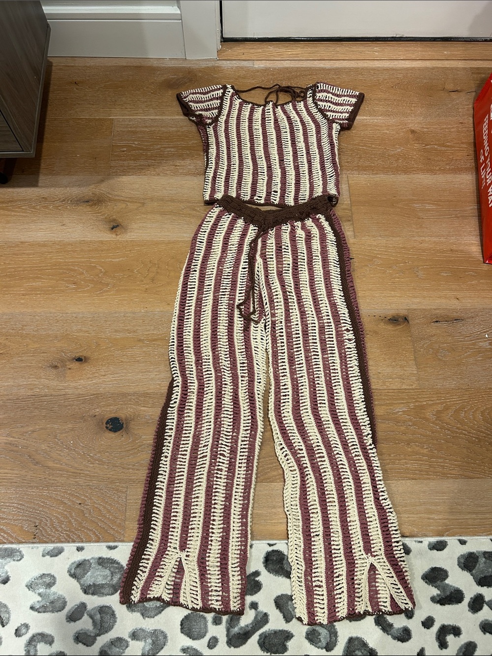 NWT Akoia. Striped Crochet Two-Piece Cover Up Set - XS
